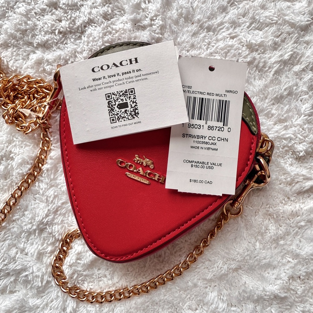 Coach Red Strawberry Shaped Leather Crossbody Bag - Picture 3 of 5